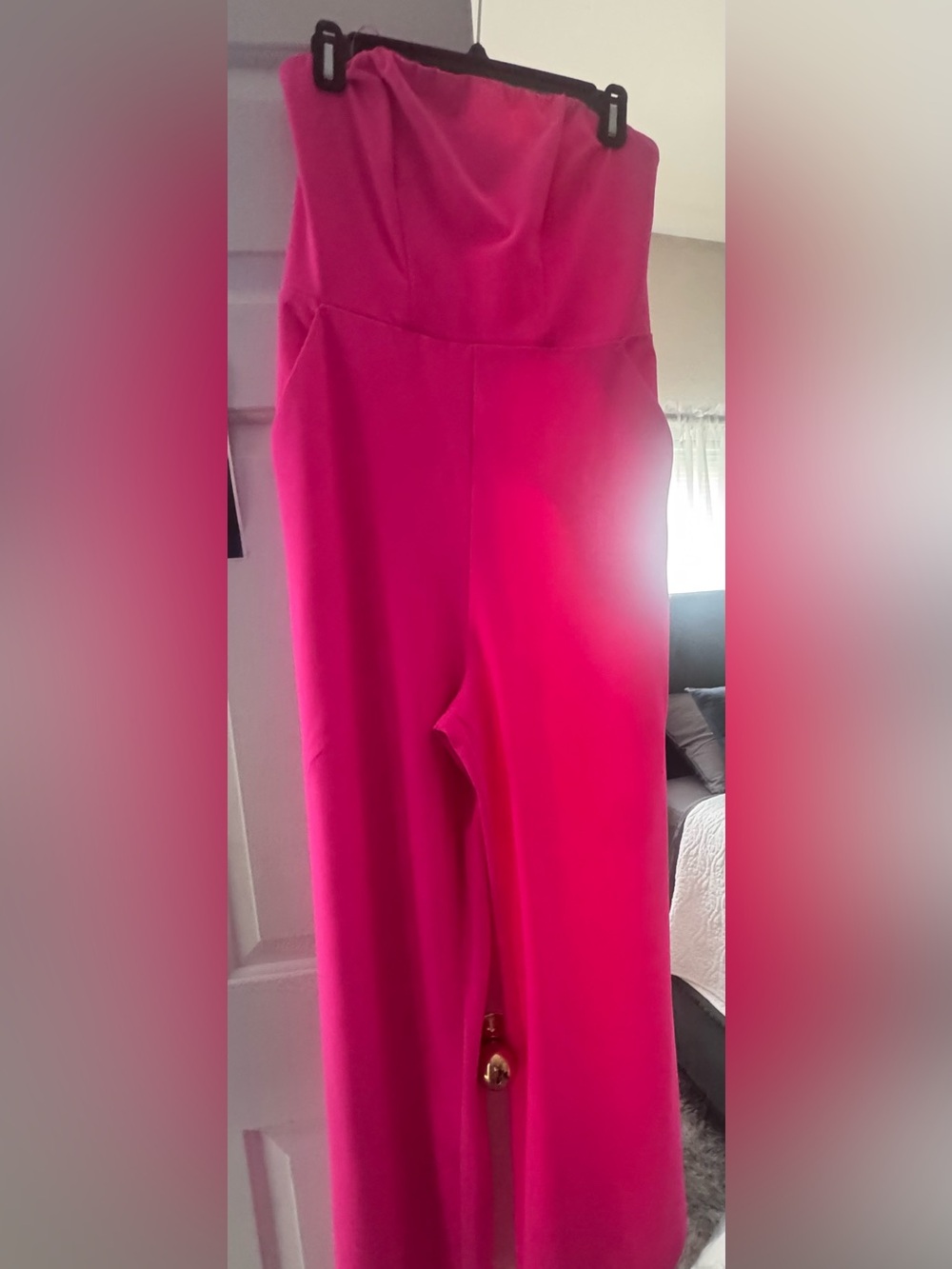 Express Strapless Wide-Leg Jumpsuit - Bright Pink